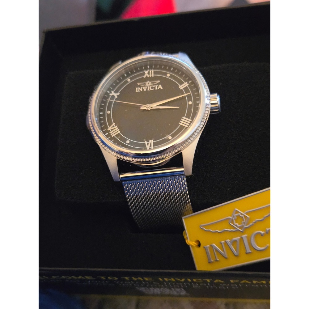 Invicta Specialty Mens Watch 48479 Silver Stainless Steel Mesh Black Dial New